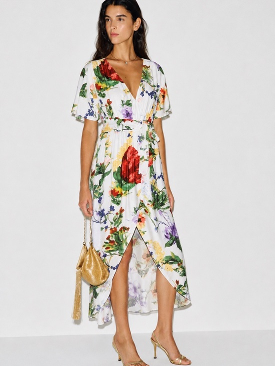 Alice + Olivia Dresses & Skirts - Alice + Olivia White Floral Maxi Dress with Multicolor Blooms